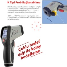 Cem DT836 Dairesel Lazer Işıklı Termometre 1000°C