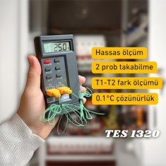TES 1320 İki Girişli K Tipi Prob Okuyucu | Hassas