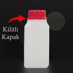 HDPE Plastik Kare Numune Saklama Şişesi 250 ML Kırmızı Kapaklı | Kimyasala Dayanıklı (100'lü Paket)