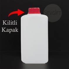 HDPE Plastik Kare Numune Saklama Şişesi 1000 ML Kırmızı Kapaklı | Kimyasala Dayanıklı (100'lü Paket)