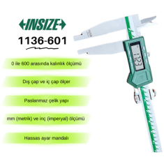 İnsize 1136-601 Çift Çeneli Dijital Kumpas | 0-600mm