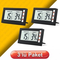 3 Adet | Dijital Mini Sıcaklık ve Nem Ölçer