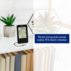 TFA 30.5048.01 Dijital Sıcaklık ve Nem Göstergesi | Kablolu Dış Sıcaklık Sensörlü