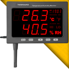 Tenmars TM-185D Işıklı Göstergeli Sıcaklık Nem Ölçer | Kayıt Yapabilir