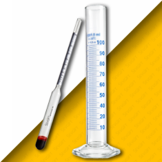 Alkolmetre Seti Kısa (100ml Mezür) | Cam Dansimetre Yoğunluk Ölçer