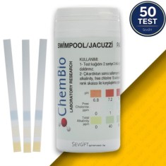 Havuz Suyu Test Şeridi 3’lü | Klor pH Alkalinite Ölçer | 50 Test Su Analiz Kiti