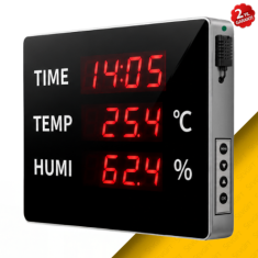 Huato TimeSense-18 Büyük Dijital Saat, Sıcaklık ve Nem Göstergesi | 4,5 cm Rakam
