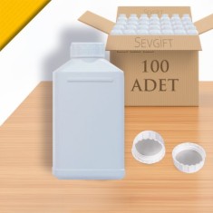 HDPE Plastik Numune Saklama Şişesi 1000 ML Geniş Boyunlu KARE | Gıda Uyumlu | Kimyasala Dayanıklı (100'lü Paket)