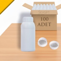 HDPE Plastik Numune Saklama Şişesi 500 ML Geniş Boyunlu | Gıda Uyumlu | Kimyasala Dayanıklı (100'lü Paket)