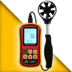 Anemometre Rüzgar Hızı ve Sıcaklık Ölçer, Teleskobik Saplı | Benetech GM8901+