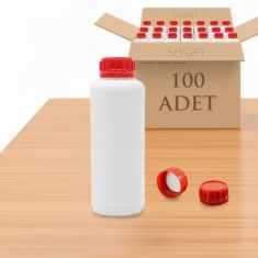 Plastik Numune Saklama Şişesi 500 ML Kırmızı Kapaklı | Gıda Uyumlu | Kimyasala Dayanıklı (100'lü Paket)
