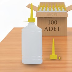 1000 ml HDPE Plastik Damlalık Kapaklı Sıkma Şişe | Kimyasala Dayanıklı Yağdanlık (100 Adet)