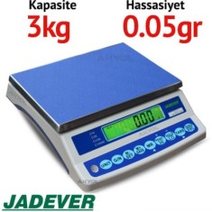 Jadever JWO-3 Dijital Hassas Terazi - Hassasiyet: 0.05 gr. Max: 3 kg.