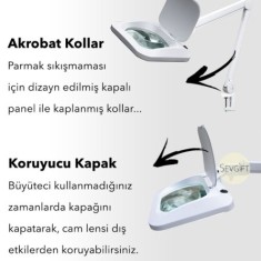 6020 Ayaklı ve Masaüstü Ledli ´Köşeli Mercekli´ Büyüteç